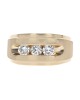 Gentlemans 3 Stone Diamond Tapered Ring